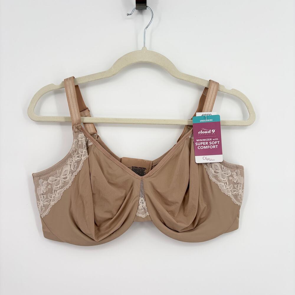 Olga Warners Size 40DDD Cloud 9 Bra NEW Minimizer Underwire Beige Full Coverage